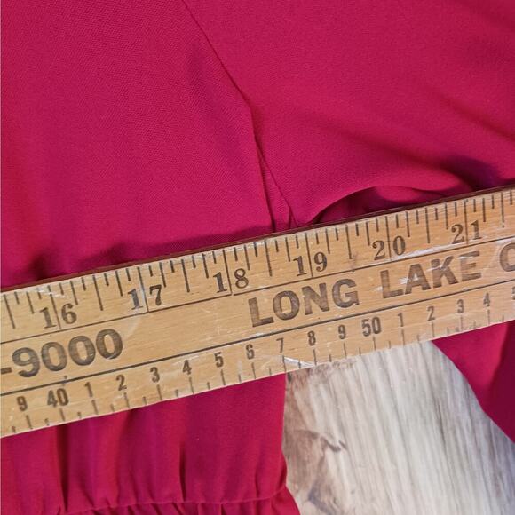 Shein Modest Pleated Red Dress Size Large - Picture 6 of 9